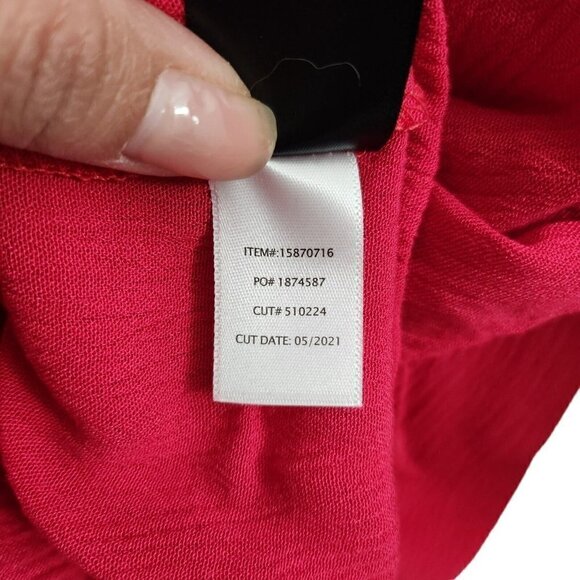 Torrid Blouse 1X Red Crinkle Gauze Crochet Detail Top‎ Longsleeve Casual - Picture 7 of 12